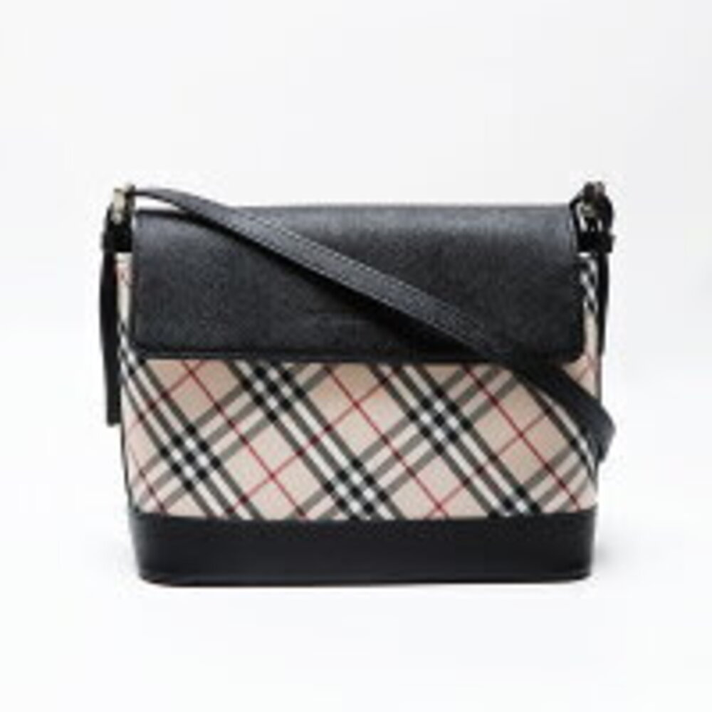 Burberry Nova Check Leather Shoulder Bag Beige Black - Picture 2 of 13